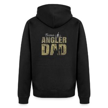 Bester Angler Papa - Unisex Premium Bio Zip Hoodie - Schwarz - Hinten - Nico (187cm)