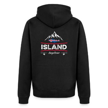 Island Angeltour - Unisex Premium Bio Zip Hoodie - Schwarz - Hinten - Nico (187cm)
