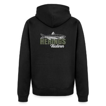 Heringe Angeln - Der Heringsflüsterer - Unisex Premium Bio Zip Hoodie - Schwarz - Hinten - Nico (187cm)