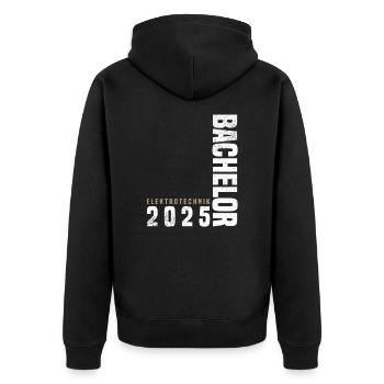 Bachelor Elektrotechnik 2025 - Unisex Premium Bio Zip Hoodie - Schwarz - Hinten - Nico (187cm)