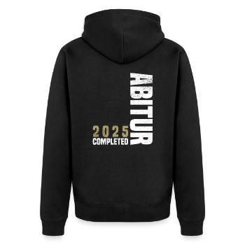Abitur 2025 Completed - Unisex Premium Bio Zip Hoodie - Schwarz - Hinten - Nico (187cm)