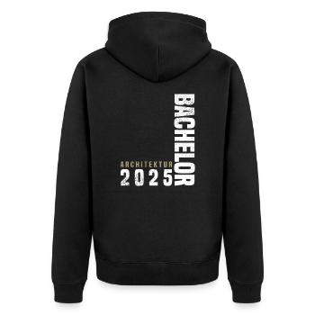 Bachelor Architektur 2025 - Unisex Premium Bio Zip Hoodie - Schwarz - Hinten - Nico (187cm)