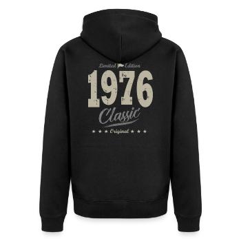 Geburtstag 47 Jahre limitierte Auflage 1976 Geschenk - Unisex Premium Bio Zip Hoodie - Schwarz - Hinten - Nico (187cm)