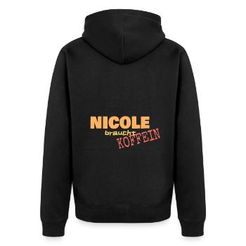 Geschenk für Nicole - Unisex Premium Bio Zip Hoodie - Schwarz - Hinten - Nico (187cm)