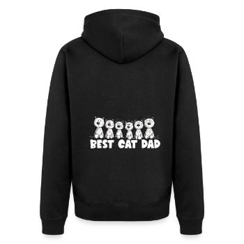 Katzen Papa Best Cat Dad - Unisex Premium Bio Zip Hoodie - Schwarz - Hinten - Nico (187cm)