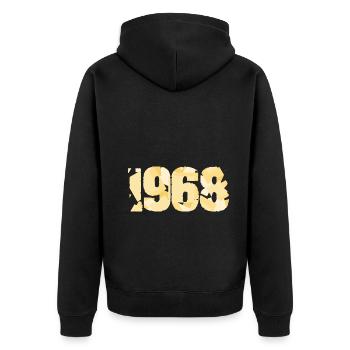 1968 - Unisex Premium Bio Zip Hoodie - Schwarz - Hinten - Nico (187cm)