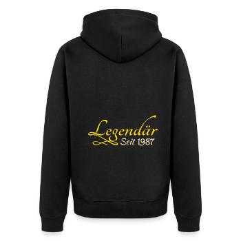 1987 - Unisex Premium Bio Zip Hoodie - Schwarz - Hinten - Nico (187cm)