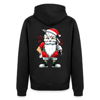 Weihnachtskiller - Unisex Premium Bio Zip Hoodie - Schwarz - Hinten - Nico (187cm)
