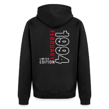 30. Geburtstag Februar Jahrgang 1994 Vintage - Unisex Premium Bio Zip Hoodie - Schwarz - Hinten - Nico (187cm)