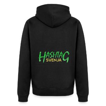 Hashtag Svenja - Unisex Premium Bio Zip Hoodie - Schwarz - Hinten - Nico (187cm)