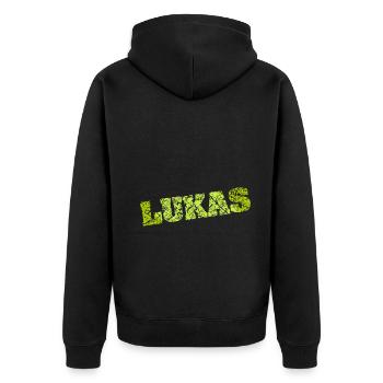 Lukas - Unisex Premium Bio Zip Hoodie - Schwarz - Hinten - Nico (187cm)