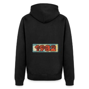 Jahr 1982 - Unisex Premium Bio Zip Hoodie - Schwarz - Hinten - Nico (187cm)