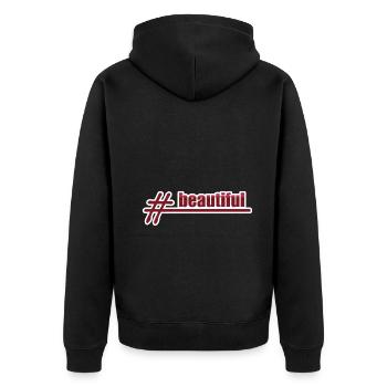 Style Hashtag beautiful - Unisex Premium Bio Zip Hoodie - Schwarz - Hinten - Nico (187cm)