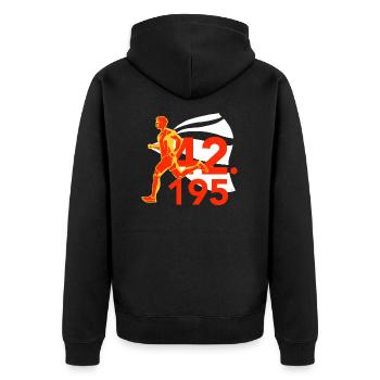 Marathon 42.195 - Unisex Premium Bio Zip Hoodie - Schwarz - Hinten - Nico (187cm)