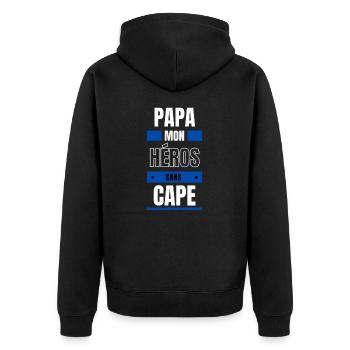 Papa mon héros sans cape - Veste à capuche bio Premium Unisexe - noir - Dos - Nico (187cm)