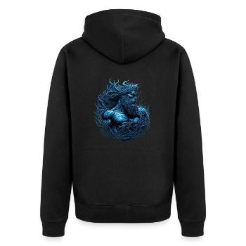 Poseidon God of the Sea - Unisex Premium Organic Zip Hoodie - black - Back - Nico (187cm)