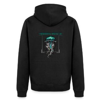 Abgründige Schönheitsqualle - Unisex Premium Bio Zip Hoodie - Schwarz - Hinten - Nico (187cm)