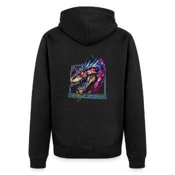 Reich der Drachen: Majestätischer Drache - Unisex Premium Bio Zip Hoodie - Schwarz - Hinten - Nico (187cm)