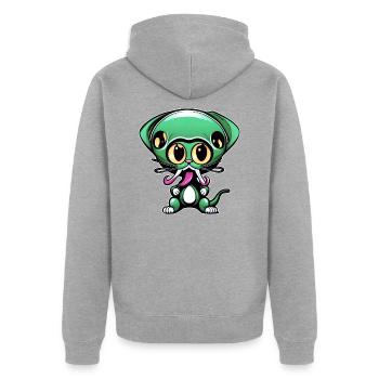 Mignon extraterrestre vert - Veste à capuche bio Premium Unisexe - gris chiné - Dos - Nico (187cm)
