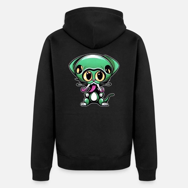 Mignon extraterrestre vert - Veste à capuche bio Premium Unisexe - noir