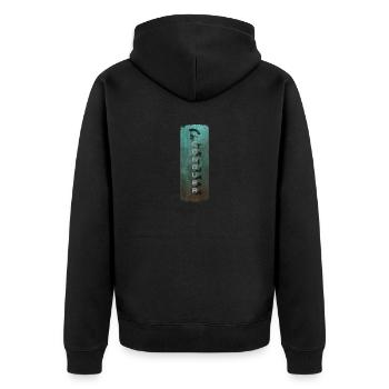 Warrior's Resolve: Conquer and Spartan Helmet - Unisex Premium Organic Zip Hoodie - black - Back - Nico (187cm)