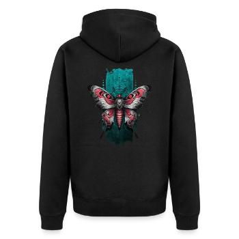 Papillon majestueux aux ailes de couleur rouge - Veste à capuche bio Premium Unisexe - noir - Dos - Nico (187cm)