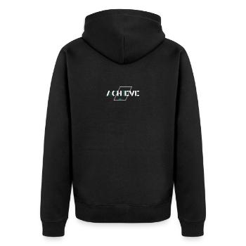 Erreichen, glauben: Die Macht der Möglichkeiten - Unisex Premium Bio Zip Hoodie - Schwarz - Hinten - Nico (187cm)
