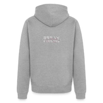 Barrieren durchbrechen: Bahnen Sie sich Ihren Weg - Unisex Premium Bio Zip Hoodie - Grau meliert - Hinten - Nico (187cm)