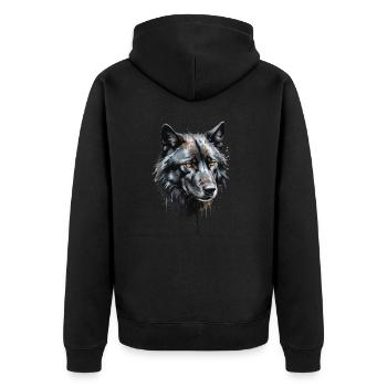 Majestic Black Wolf Watercolor - Nocturnal Beauty - Unisex Premium Organic Zip Hoodie - black - Back - Nico (187cm)