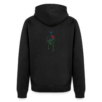 Himmlischer Rosentraum - Unisex Premium Bio Zip Hoodie - Schwarz - Hinten - Nico (187cm)