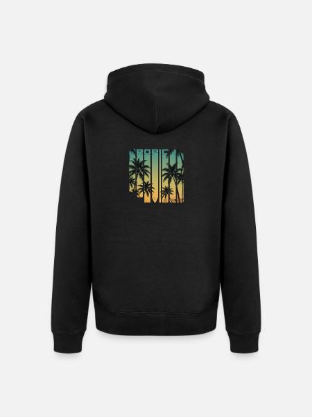 Tropical Vibes Gradient Palms - Unisex Premium Organic Zip Hoodie - black