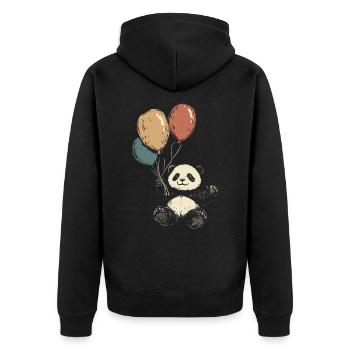 Cute panda with balloons - Unisex Premium Organic Zip Hoodie - black - Back - Nico (187cm)