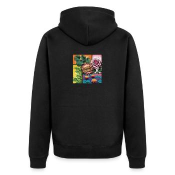 Flower Power Collage - Unisex Premium Organic Zip Hoodie - black - Back - Nico (187cm)