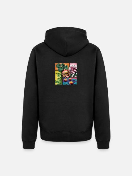 Flower Power Collage - Unisex Premium Organic Zip Hoodie - black