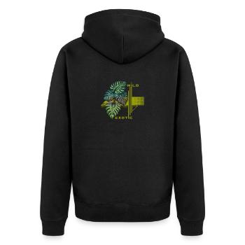 Wild Exotic Monstera Bloom - Unisex Premium Organic Zip Hoodie - black - Back - Nico (187cm)