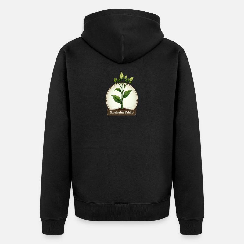 Gartensüchtiger Pflanze Emblem - Unisex Premium Bio Zip Hoodie - Schwarz
