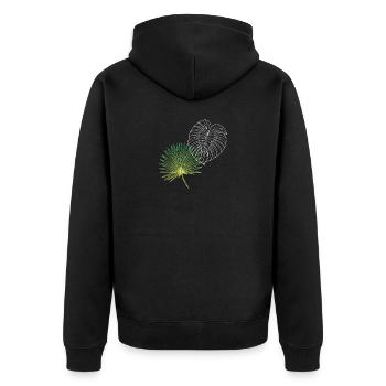Line Art Palm Fan & Monstera Duo - Unisex Premium Organic Zip Hoodie - black - Back - Nico (187cm)