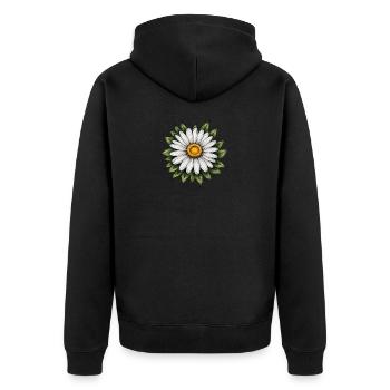 Daisy Bloom with Leaves - Unisex Premium Organic Zip Hoodie - black - Back - Nico (187cm)