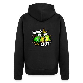 Funny Frog Lovers Who Let The Frogs Out - Unisex Premium Organic Zip Hoodie - black - Back - Nico (187cm)