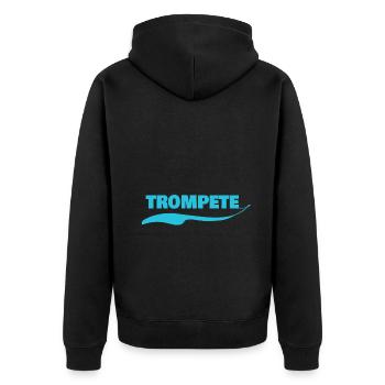Namensschild Trompete - Unisex Premium Bio Zip Hoodie - Schwarz - Hinten - Nico (187cm)