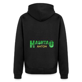 Hashtag Anton - Unisex Premium Bio Zip Hoodie - Schwarz - Hinten - Nico (187cm)