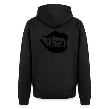 Vampir Fangs Mund - Unisex Premium Bio Zip Hoodie - Schwarz - Hinten - Nico (187cm)