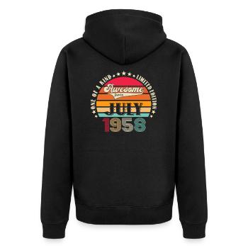 Awesome since July 1958 64th birthday Men's Fun - Unisex Premium Organic Zip Hoodie - black - Back - Nico (187cm)
