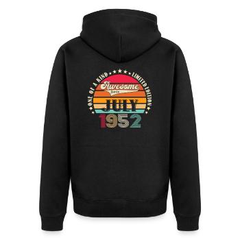 Awesome since July 1952 70th Birthday Men's Fun - Unisex Premium Organic Zip Hoodie - black - Back - Nico (187cm)