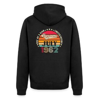 Awesome since July 1962 60th Birthday Men's Fun - Unisex Premium Organic Zip Hoodie - black - Back - Nico (187cm)
