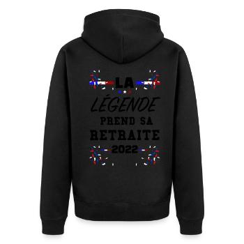 Retraité 2022 Citation Collègue Départ en Retraite - Veste à capuche bio Premium Unisexe - noir - Dos - Nico (187cm)