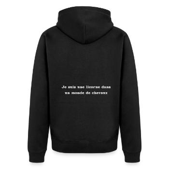 Je suis une licorne dans un monde de chevaux - Veste à capuche bio Premium Unisexe - noir - Dos - Nico (187cm)
