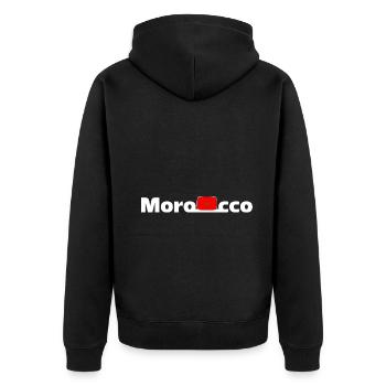 Marokko Flagge Marokko Pride Country Fußball - Unisex Premium Bio Zip Hoodie - Schwarz - Hinten - Nico (187cm)