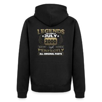 Legend Vintage 2000 July 22nd Birthday Gift - Unisex Premium Organic Zip Hoodie - black - Back - Nico (187cm)