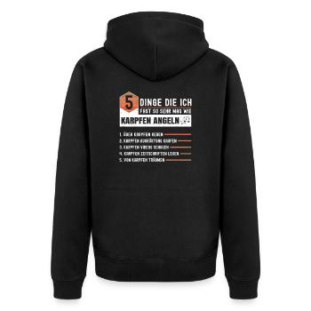 Anglerwitze Karpfen Angeln - Unisex Premium Bio Zip Hoodie - Schwarz - Hinten - Nico (187cm)